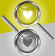Heart. Vector magnifying glass.