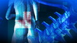 3d blue man with back pain animation