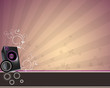 Lautsprecher mit Streifenhintergrund und Ornamente