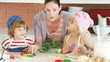 happy family baking in the kitchen