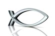 3D ICHTHYS Silber - Abstrakt Fisch Symbol