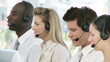 multi-racial team working in a call center