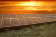 Sunset over solar power station Sunset over solar power station