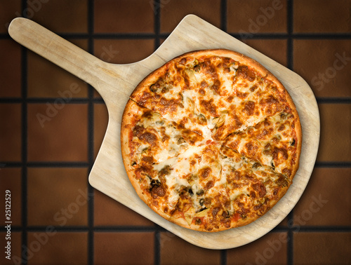 Pizza on Wooden Peel Pizza on Wooden Peel