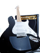 guitar and amp isolated on white background