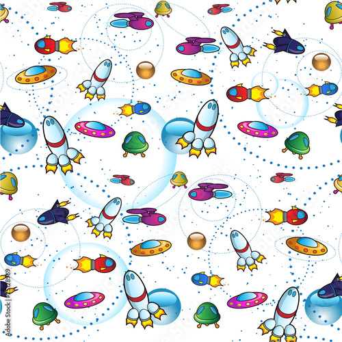 Vektor: Seamless pattern - Spaceships Seamless pattern - Spaceships