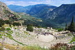 Amphitheater and the ruins of the temple of Apollo at Delphi