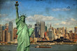 new york city tourism concept with statue liberty