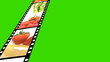 film with fruits moving into a green space