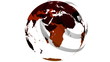 3d red and white globe in motion