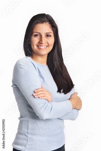 Photo: Confident young woman portrait isolated on white Confident young woman portrait isolated on white