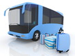 Bus and luggage on a white background Bus and luggage on a white background