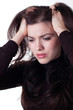 Sad young woman. Headache