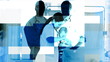 blue animation showing hospital members and patients