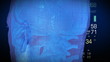 head of a digital man turning into a blue space