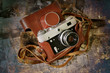 Vintage folding camera grunge