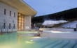Modern spa exterior in sunset