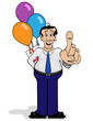 Man with surpise gift and balloons Man with surpise gift and balloons
