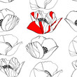 Vektor: Poppy flower seamless background Poppy flower seamless background