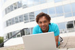 Closeup of college student with laptop computer Closeup of college student with laptop computer