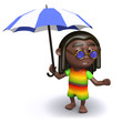 Rastafarian holds umbrella