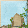 Grunge paper with beautiful beads and flowers Grunge paper with beautiful beads and flowers