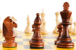 Set of chess figures on the playing board