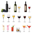 Set of different drinks and cocktails. Vector illustration. Set of different drinks and cocktails. Vector illustration.