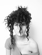 Photo: Beautiful young woman with funny hair Beautiful young woman with funny hair