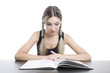young pretty girl reading a book