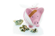 bandaged piggy bank with cash bandaged piggy bank with cash