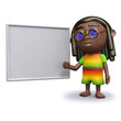 3d Rastafarian points at the signboard