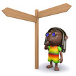 3d Rasta reads the sign