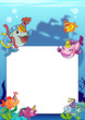 Frame with various fish and pirate ship