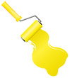 Yellow paint roller brush with yellow paint , vector