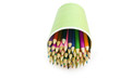 color pencils are in the glass