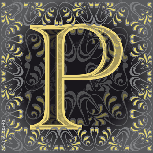 Vector: letra p decorada, pe letra p decorada, pe