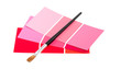 pink color samples and a brush isolated over white