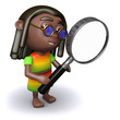 Rast looks through the magnifying glass
