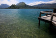 View from a wooden jetty over Lake Annecy