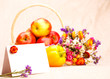 Greeting card and fruit
