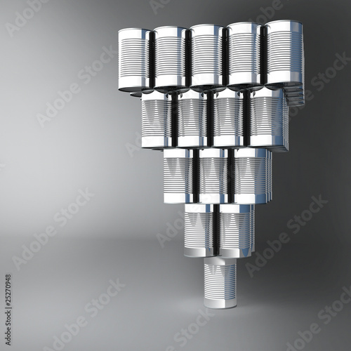 Illustration: Pyramide aus Konservendosen Pyramide aus Konservendosen