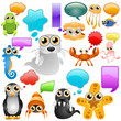 marine life cartoon character set