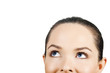 Closeup portrait of a beautiful woman looking up. Closeup portrait of a beautiful woman looking up.