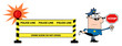 Yellow Police Line And Traffic Police Officer