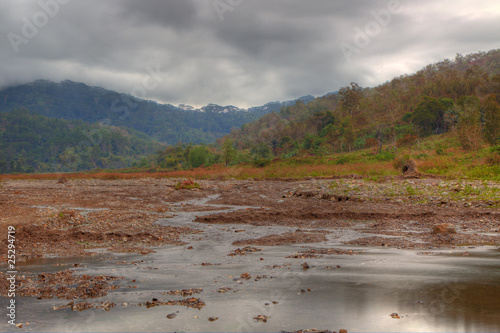Photo: view of a drying river bed in hdr view of a drying river bed in hdr