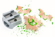 Sharpener with shavings