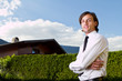 Young realtor with blue skies