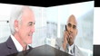businesspeople portraits turning with black background