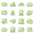 Transport web icons, green sticker series Transport web icons, green sticker series